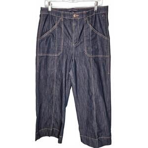 Tommy Hilfiger Women's Denim Wide-Leg Cropped Pants Size 14